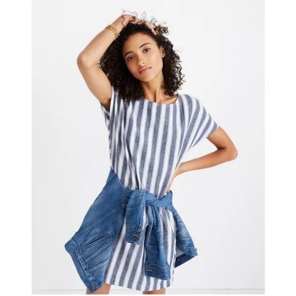 Madewell stripe play button back mini dress size XL